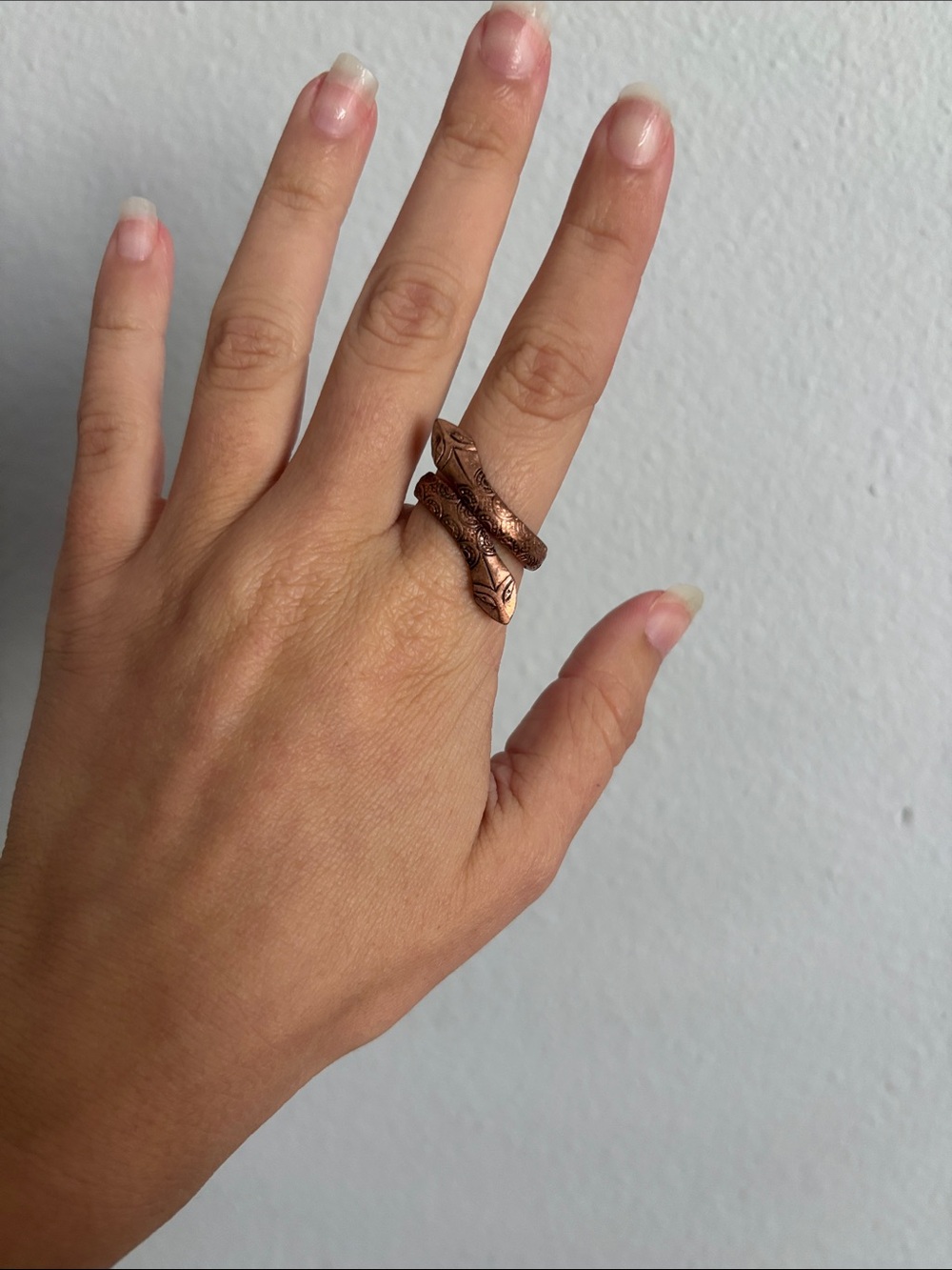 Vintage real Copper Snake Wrap Ring - Women Jewelry size 7